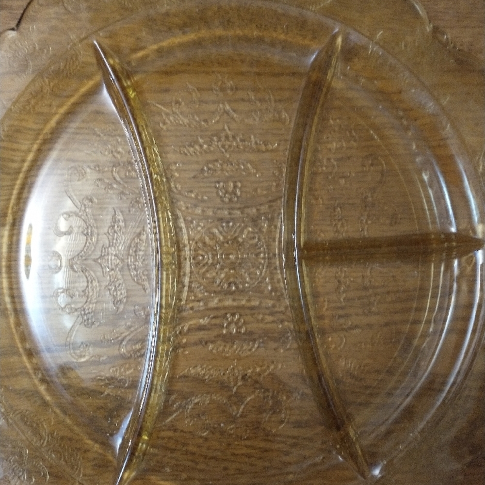 Vintage Amber Glass Divided Plate